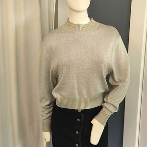 NWOT | Free People Sage/light green Lame Knit Top "Starry Night" | S